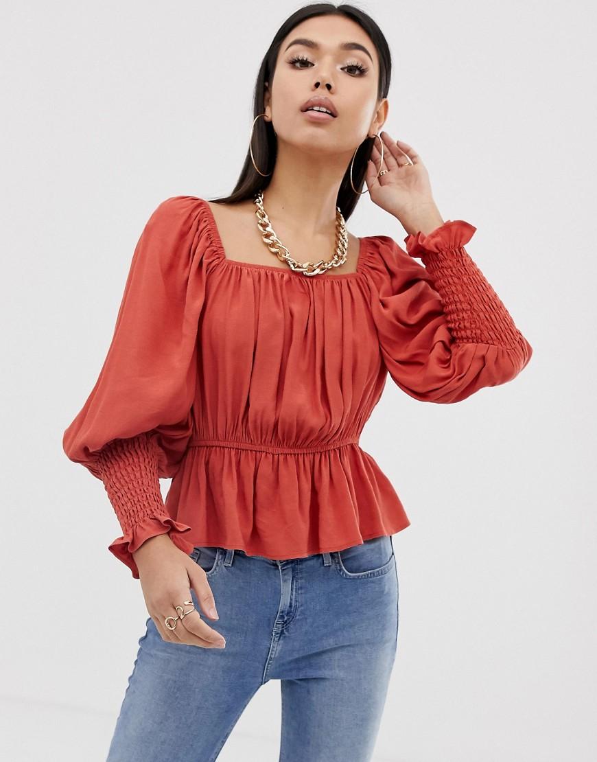 long sleeve square neck