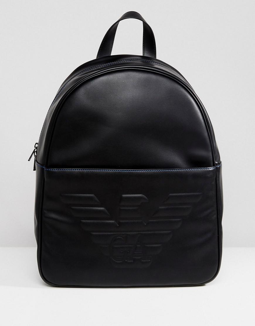 Emporio Armani Embossed Logo Backpack In Black in Black for Men - Lyst