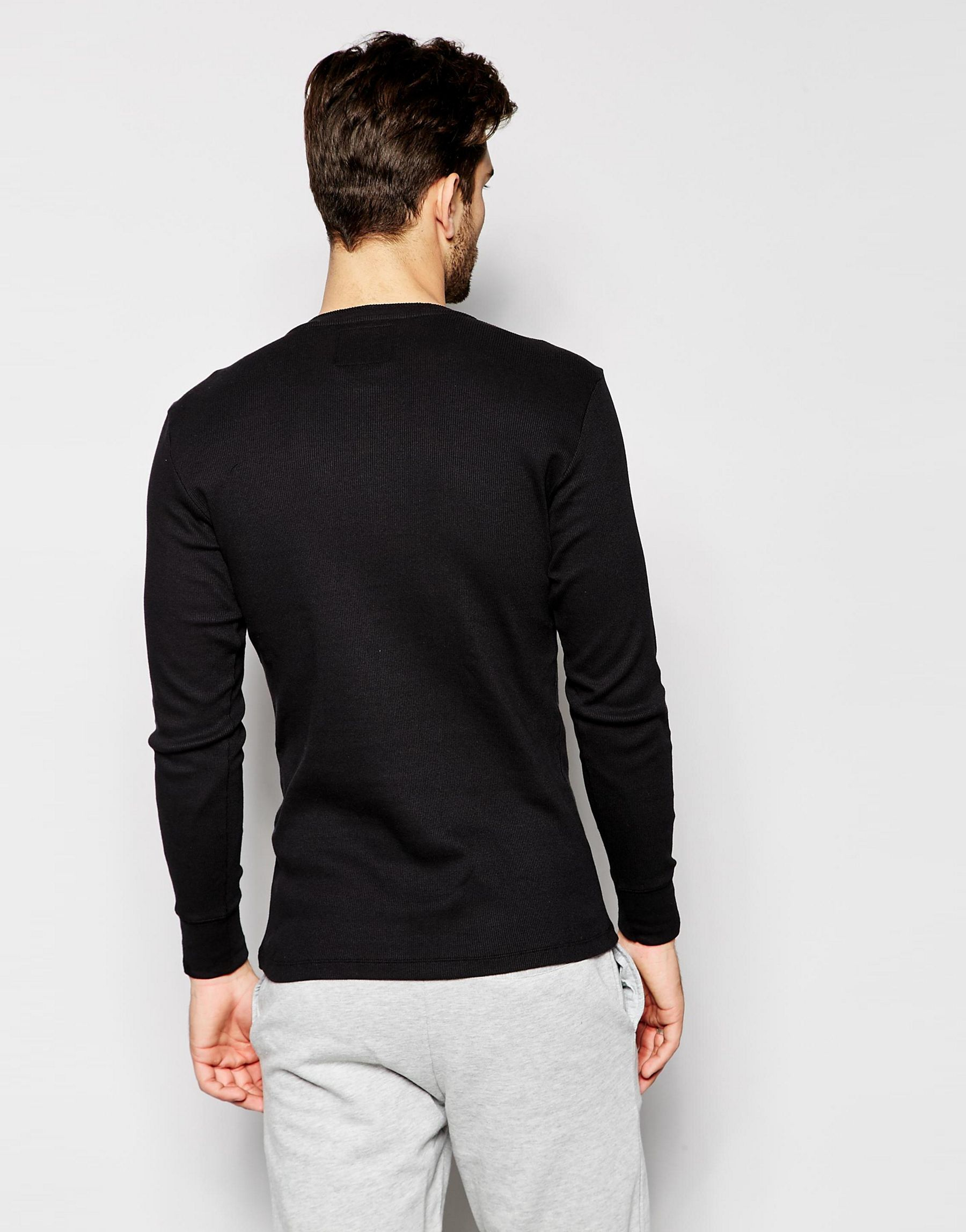 Lyst - Levi'S Levi's Henley Long Sleeve T-shirt In Muscle Fit in Black ...