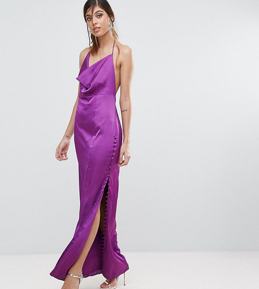 Fame & Partners Synthetic Straight Gown With Button Detailing in Purple ...