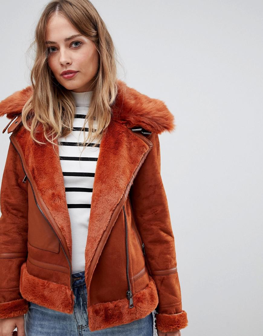 Fourrure Bordure Marron Manteau Aviateur Avec Urban Fausse Code En x1XgSqgwnC