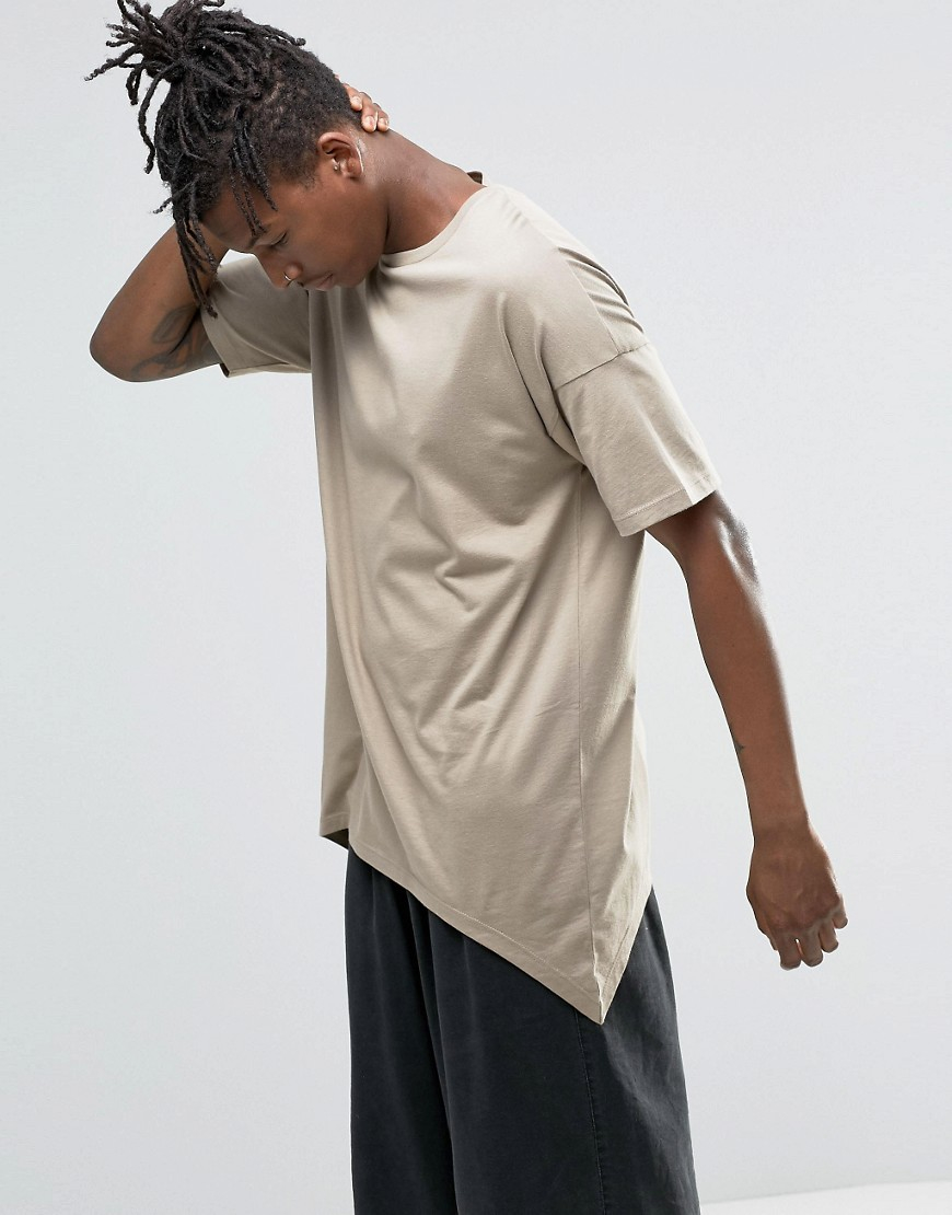 Asos Oversized Tshirt With Pointed Hem In Beige in Multicolour for Men (Tawny) Save 43 Lyst