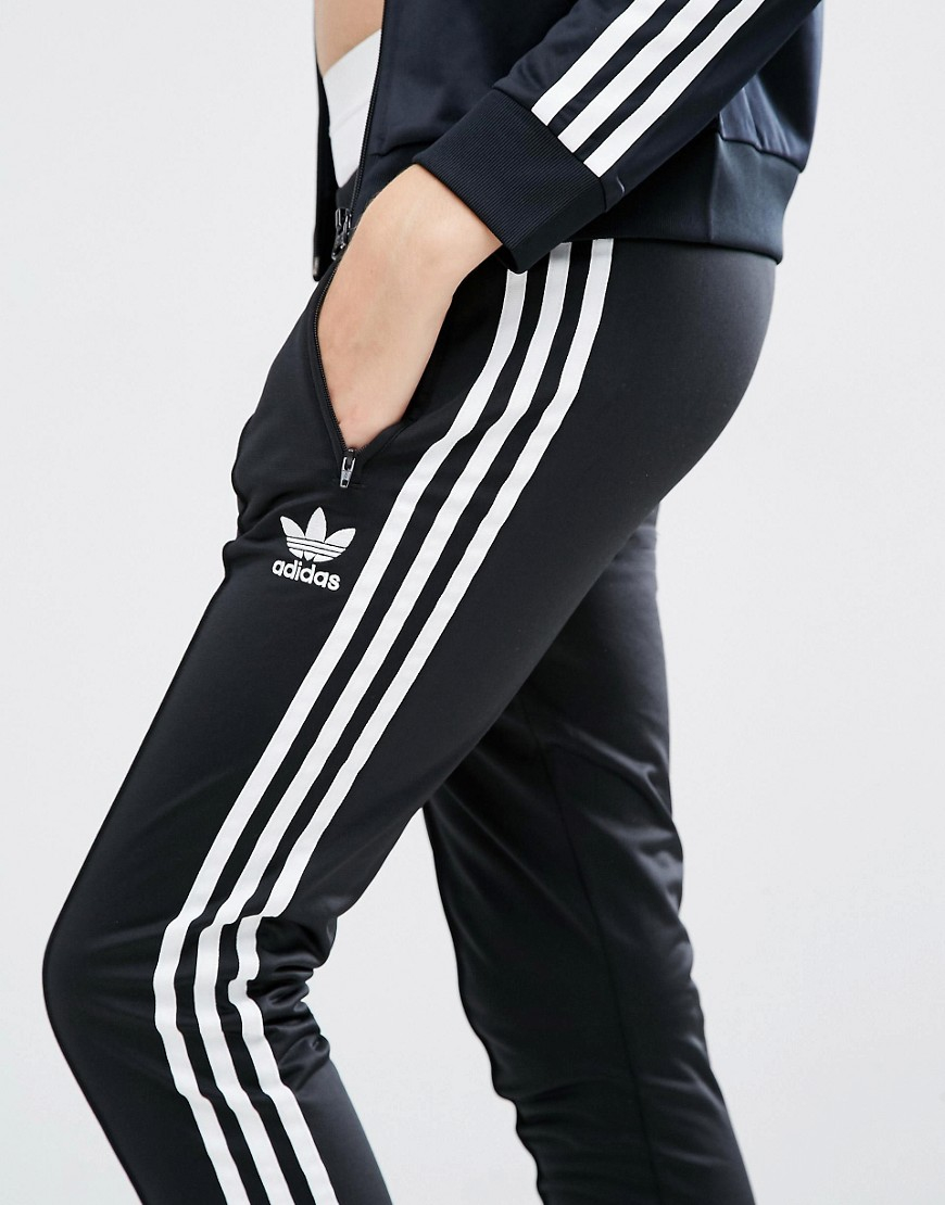 adidas Originals Originals Three Stripe Cuffed Sweat Pants in Black - Lyst