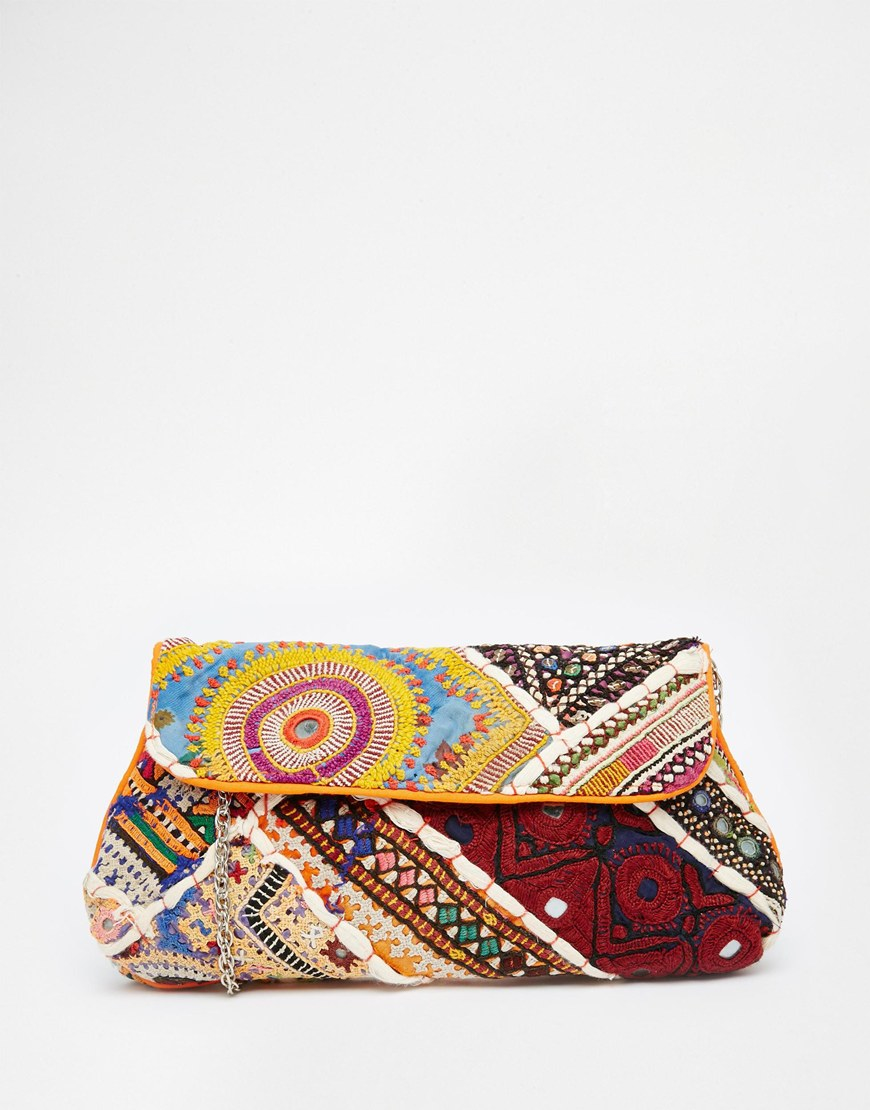 Raga Embroidered Clutch Bag in Multicolor (Multi) - Save 55% | Lyst