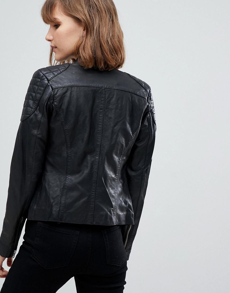 Goosecraft Collarless Leather Jacket With Diamond Quilt Detail In Gallery Previously Sold At Asos Women S Quilted Jackets Collarless Leather