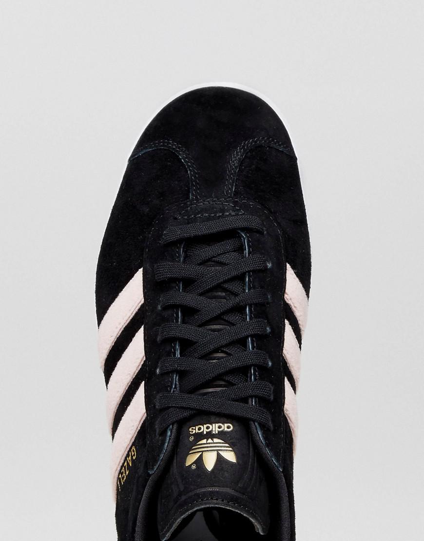 adidas originals black gazelle trainers with velvet stripes adidas originals black gazelle trainers with velvet stripes
