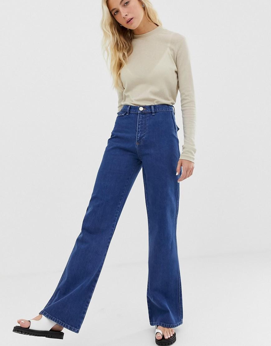ASOS Full Length Flare Jeans With Pressed Crease And Western Pockets In ...