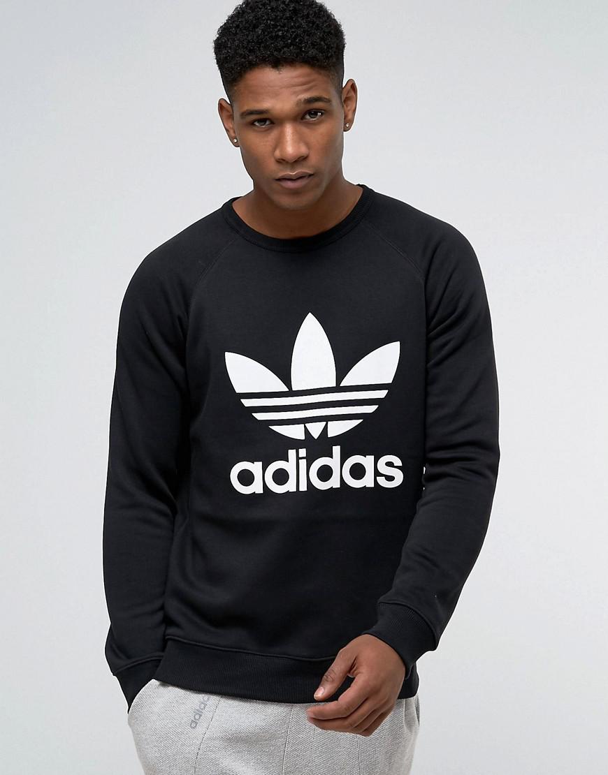 Lyst - Adidas Originals Trefoil Crew Sweatshirt Ay7791 in Black for Men