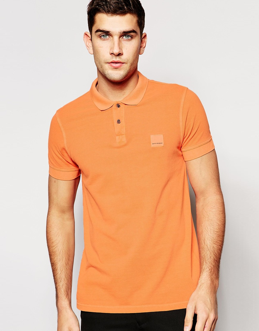 Lyst - Boss Orange Polo Shirt With Logo In Slim Fit in Orange for Men