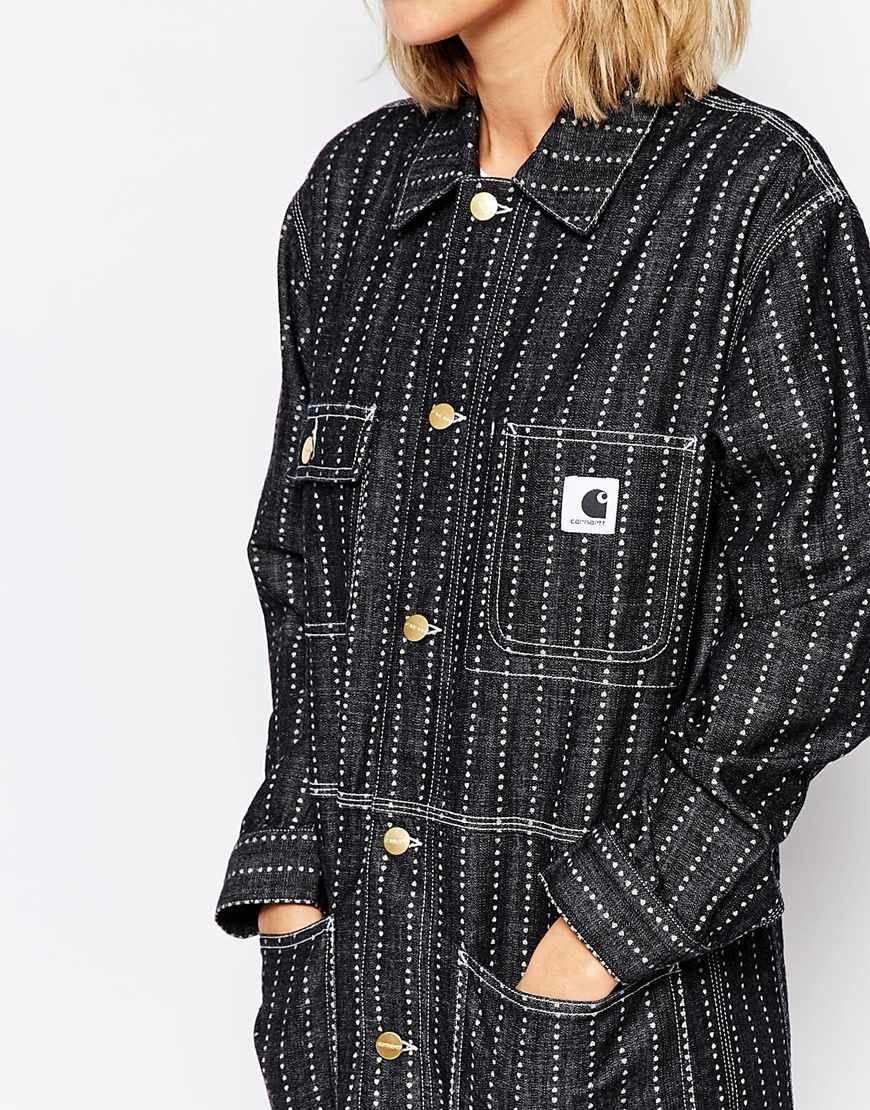 Lyst Carhartt Wip Carhartt Long Chore Coat In Heart Stripe in Green