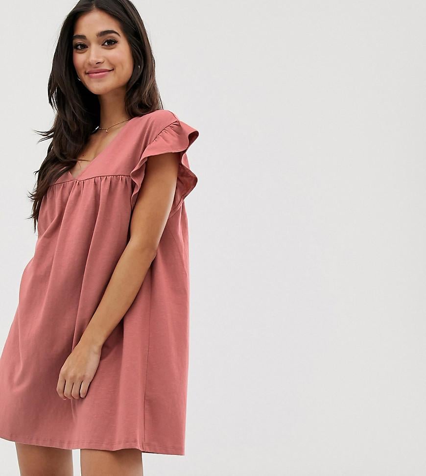 cotton mini smock shirt dress