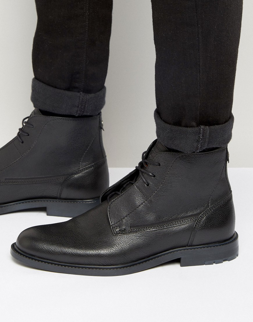 Boss orange By Hugo Boss Cultroot Leather Lace Up Boots in Black for ...