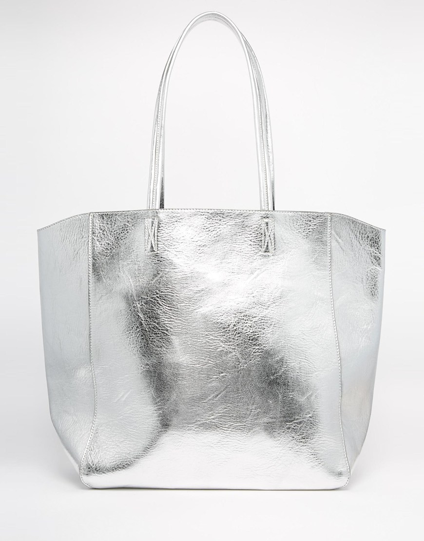 Asos Metallic Tote Shopper Bag In Metallic Lyst