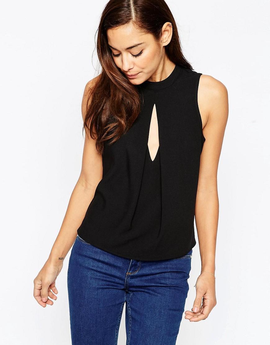 Asos Shell Top With Keyhole in Black | Lyst