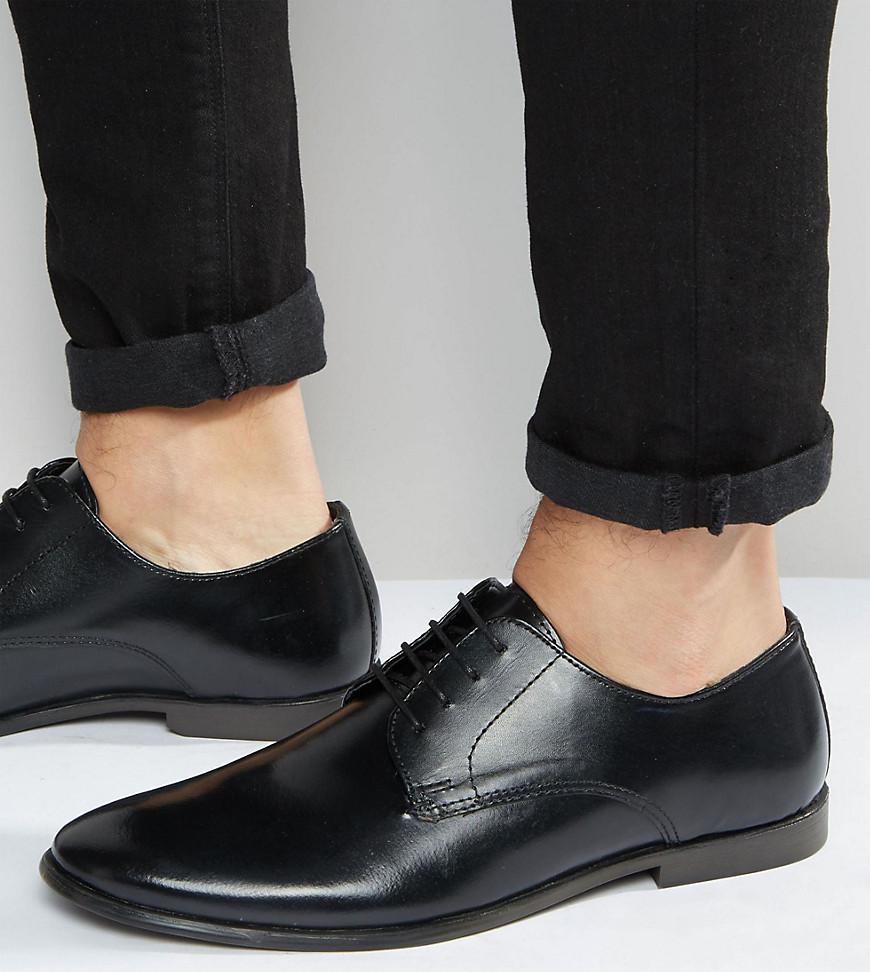 ASOS Asos Wide Fit Derby Shoes In Leather in Black for Men
