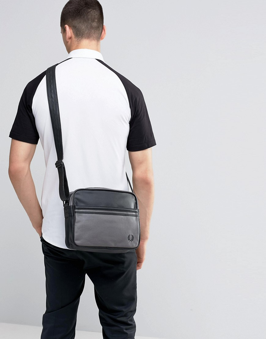 Fred perry Coated Canvas Messenger Bag in Black for Men | Lyst