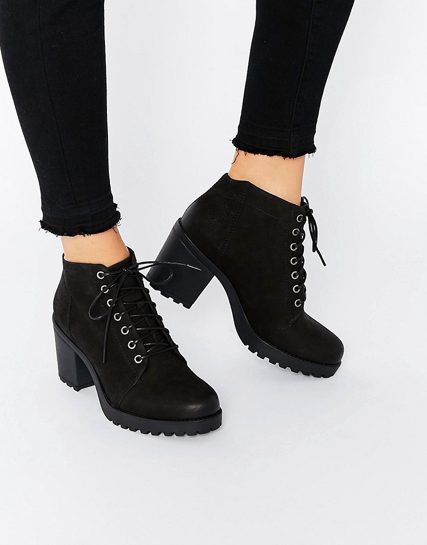 Vagabond Grace Black Nubuck Lace Up Ankle Boots in Black | Lyst