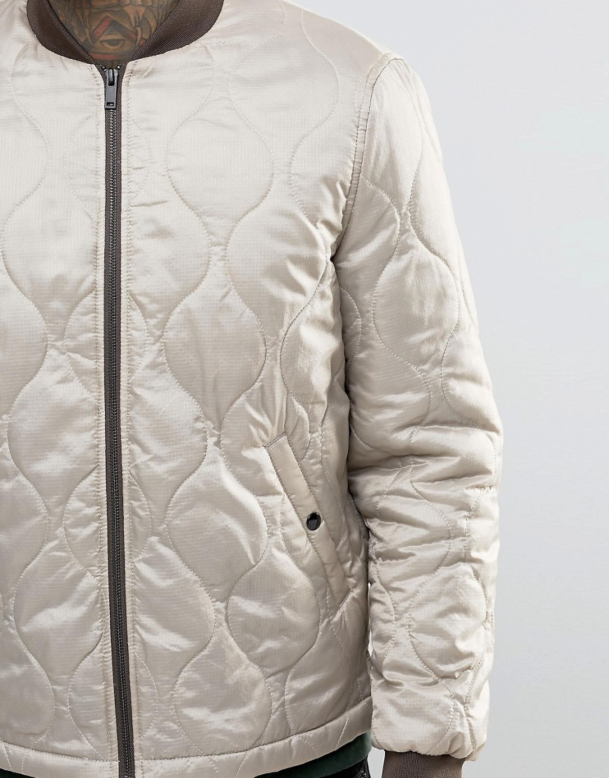 Asos Bomber Jacket In Quilted Ripstop In Light Grey in Gray for Men Lyst