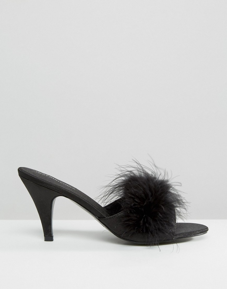 Ann summers Marabou Heeled Mules in Black | Lyst