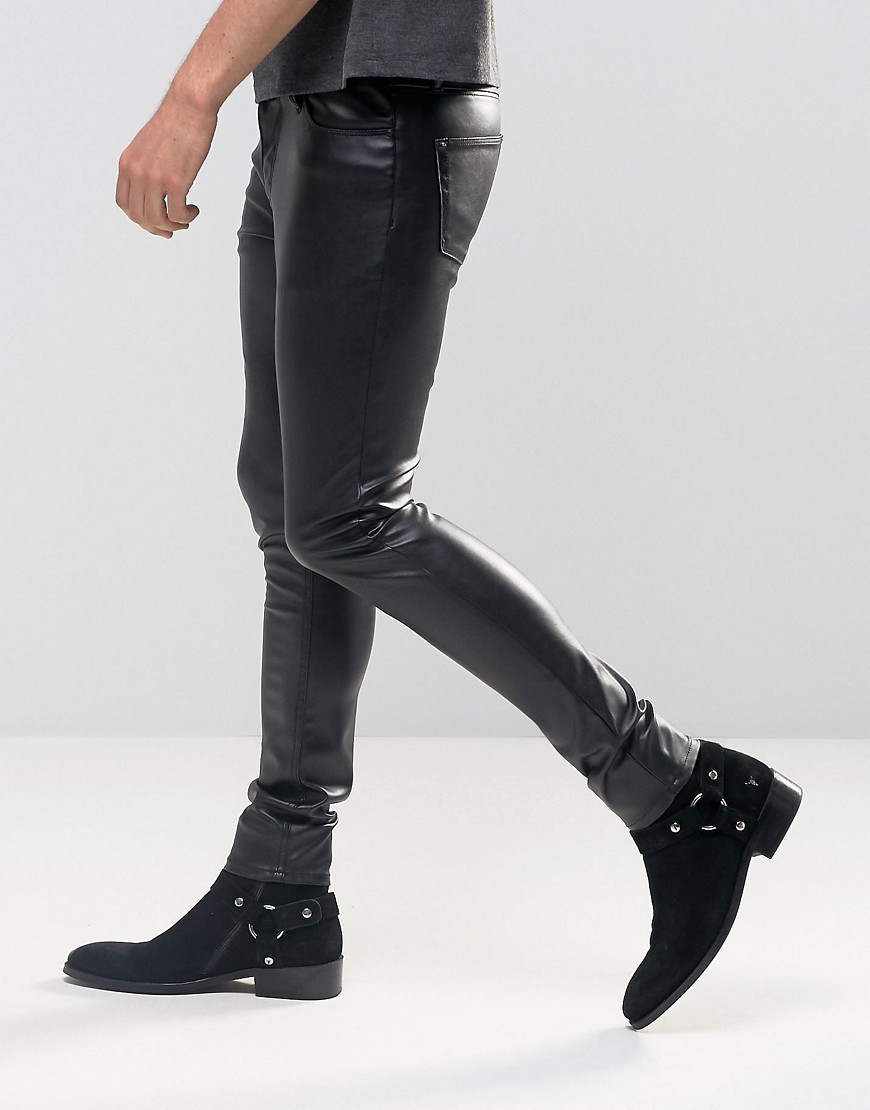 Lyst Asos Extreme Super Skinny Jeans In Faux Leather In Black For Men 