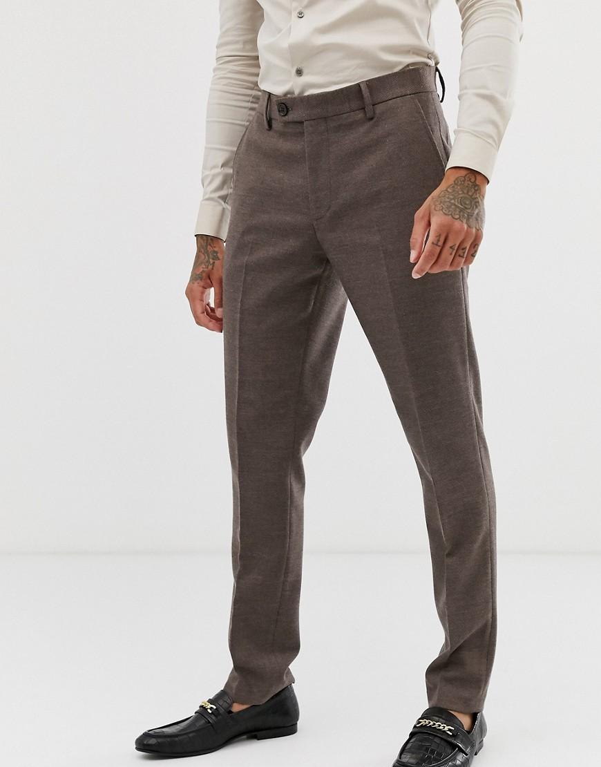 ASOS Wedding Skinny Suit Trousers In Soft Brown Twill in Brown for Men ...