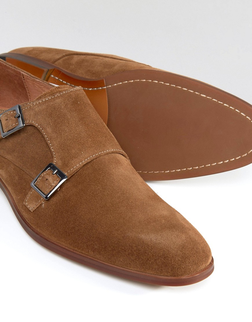  Dune  Rhode Island Suede Monk Shoes  in Natural for Men Lyst