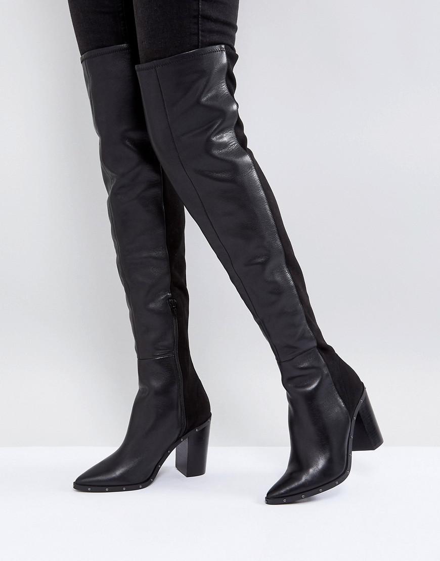 ALDO Thirassa Leather Studded Over The Knee Boots in Black - Lyst