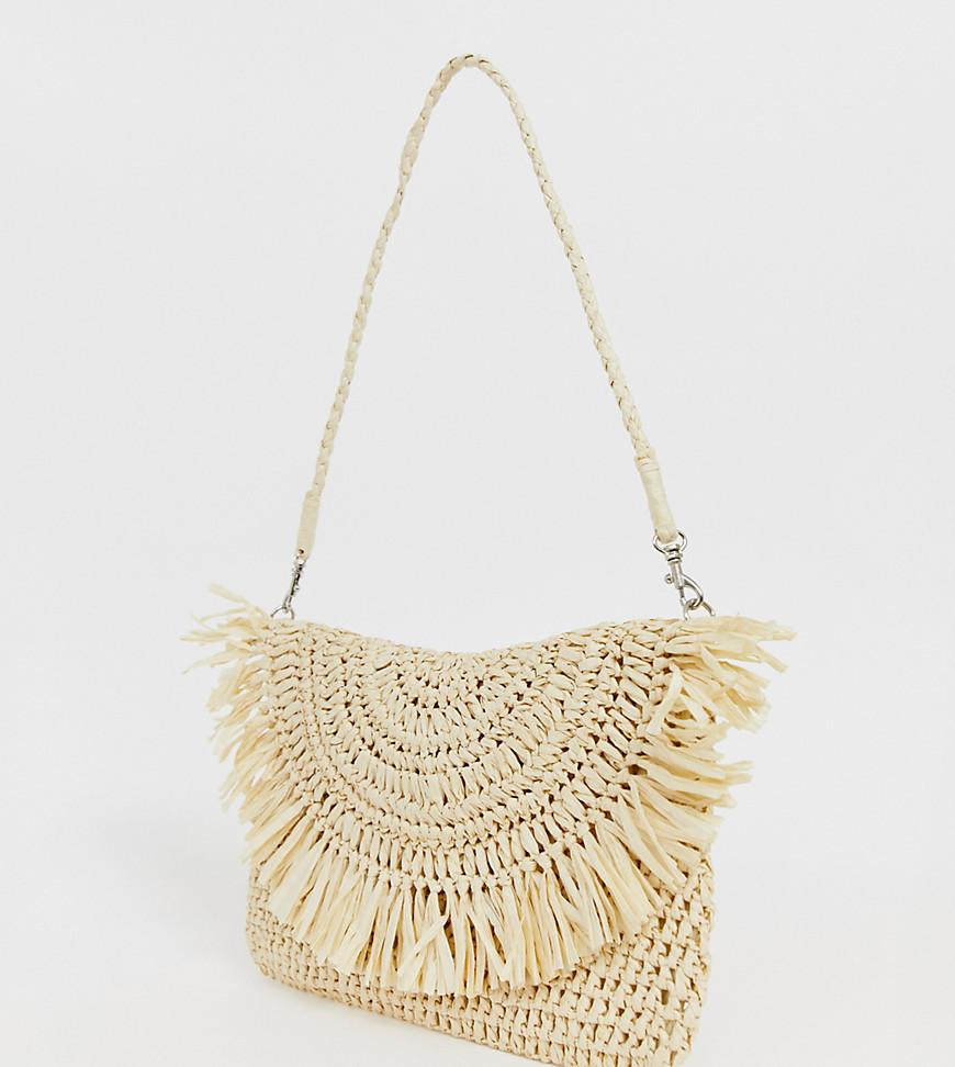 South Beach Exclusive Frayed Edge Natural Straw Clutch Bag With ...