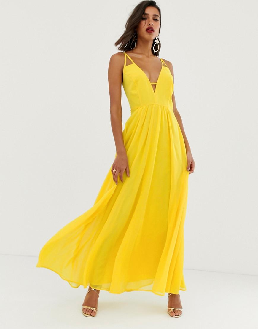 ASOS Maxi Dress With Cami Straps And Cut Out Detail in Yellow - Lyst