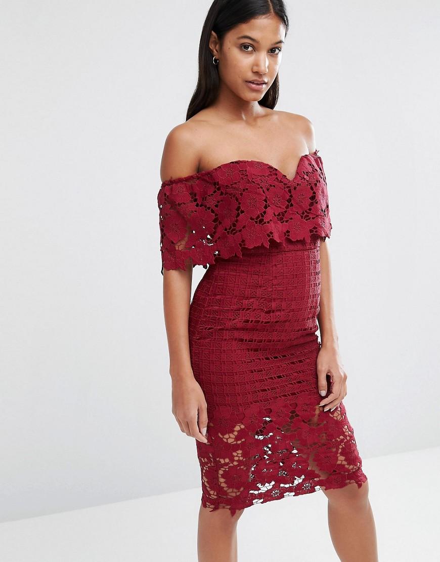 chinese dress ladies Jester Red Cocktail Dress with Elegant Slit – Olvi's Lace main image 0
