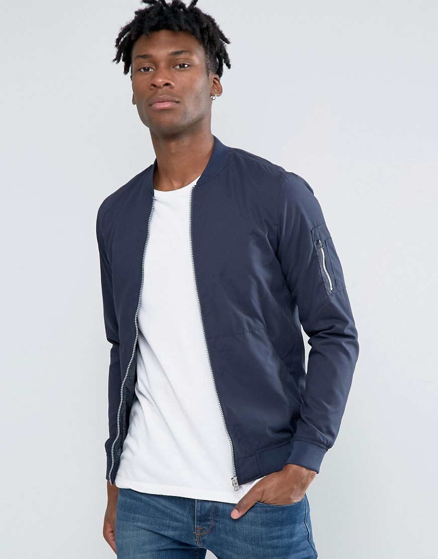 Lyst - Pull&Bear Ma1 Bomber Jacket In Navy in Blue for Men