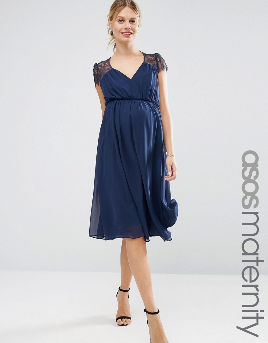 Asos Kate Lace Midi Dress in Blue | Lyst