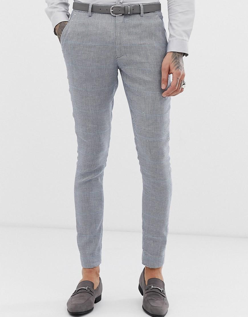 ASOS Wedding Super Skinny Suit Trousers In Grey Check Linen in Gray for ...