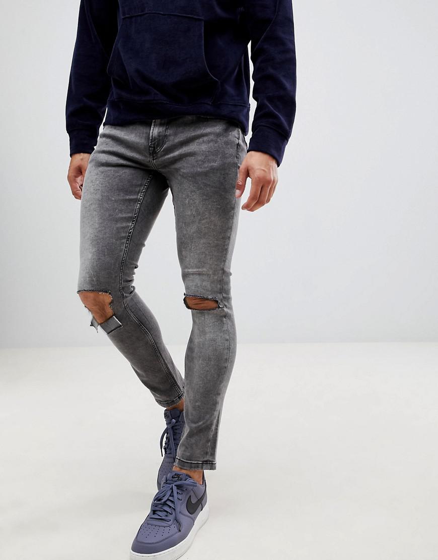 Lyst - Only & Sons Ripped Acid Wash Jeans in Black for Men