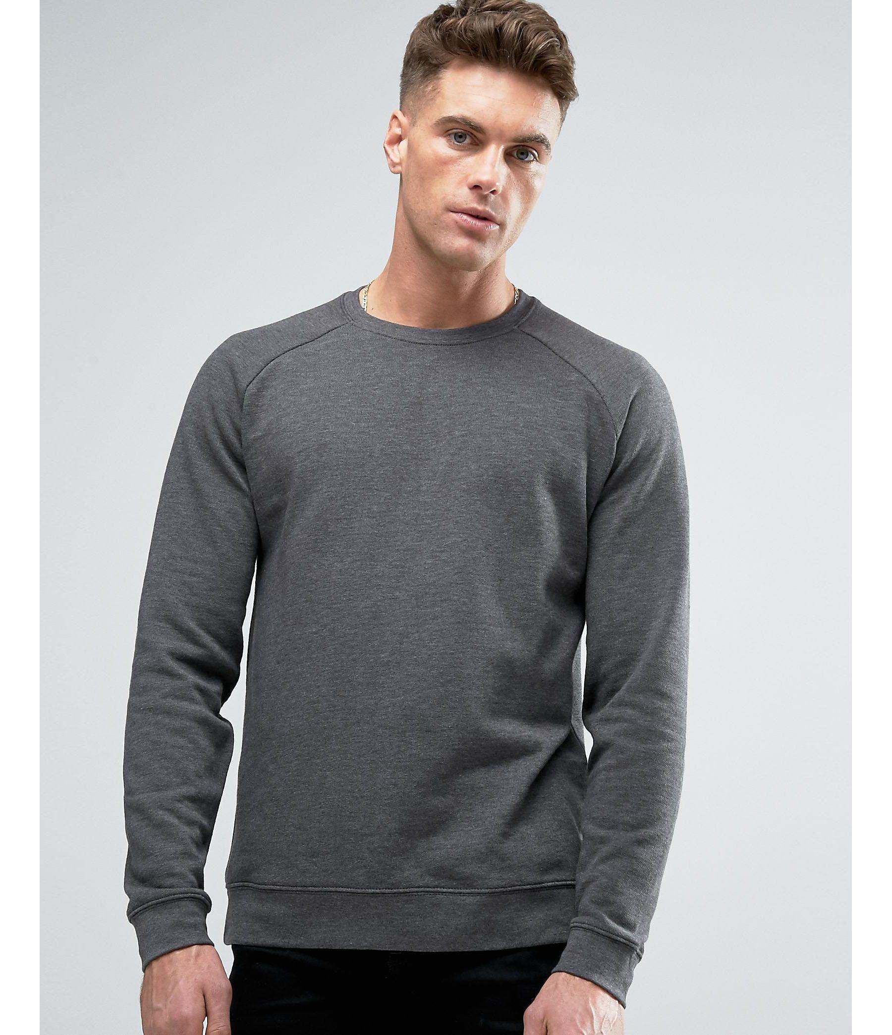 Lyst - Asos Sweatshirt In Charcoal in Gray for Men - Save 4%