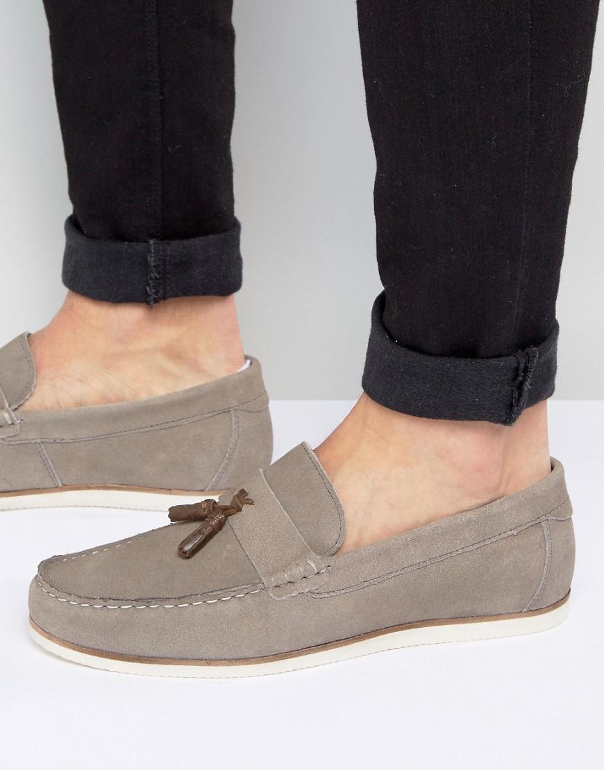 Asos Tassel Loafers In Grey Suede In Gray For Men Lyst 7409