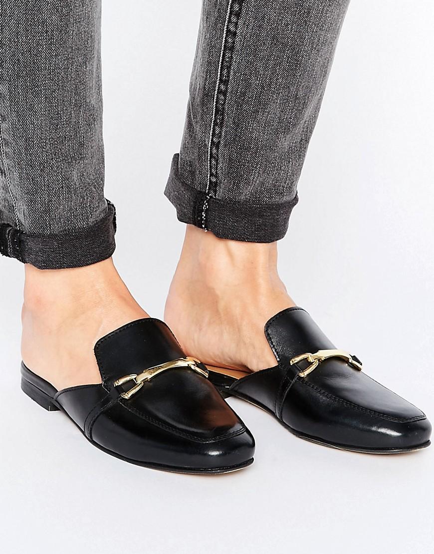 Asos Movie Leather Mule Loafers in Black | Lyst