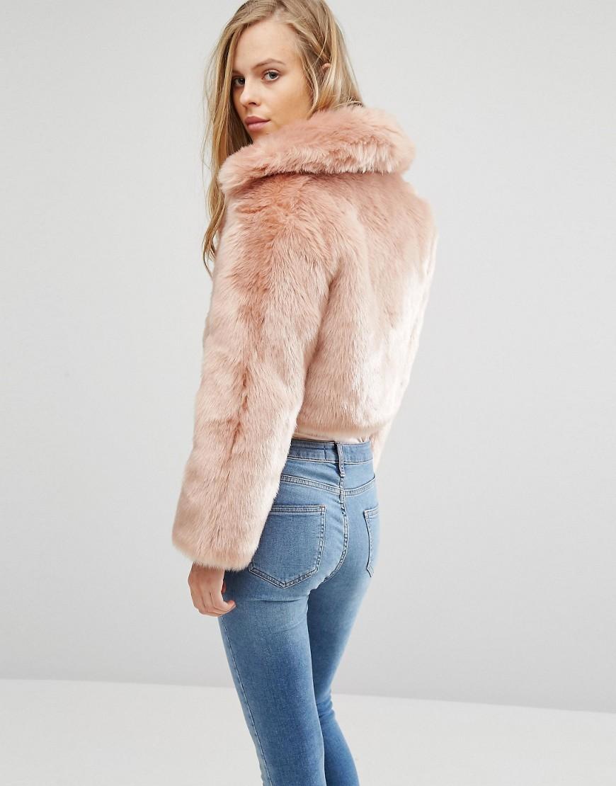 Lyst - Miss Selfridge Blush Faux Fur Jacket in Pink
