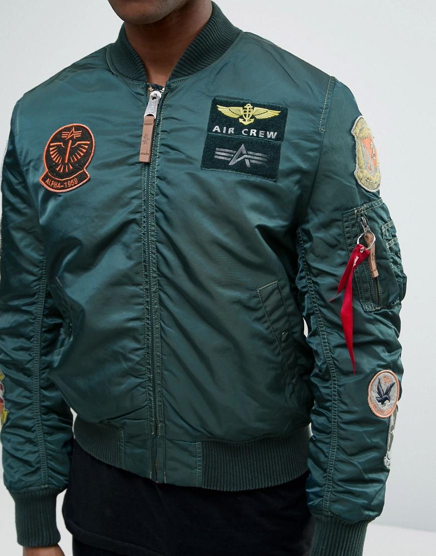 Alpha Industries Ma-1 Bomber Jacket With Patches In Dark Petrol Slim 