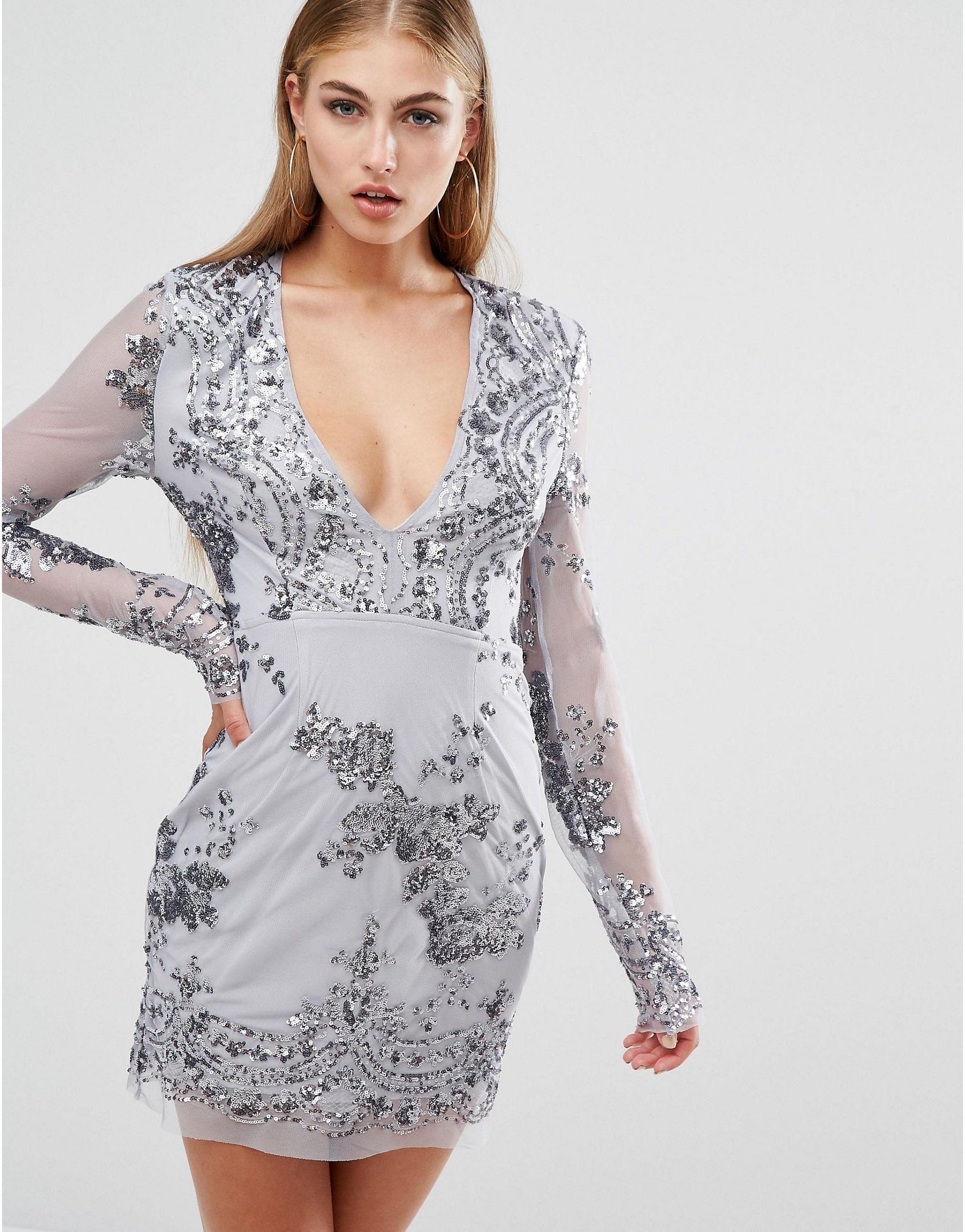 Sequin Bodycon Dresses | Gold Sequin Dresses, Sparkly Dresses | Tobi Business sequin bodycon dress with sleeves