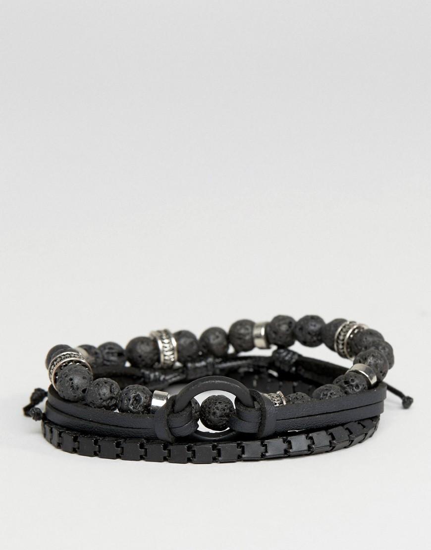 Lyst - Aldo Matte Black Bracelets In 4 Pack in Black for Men