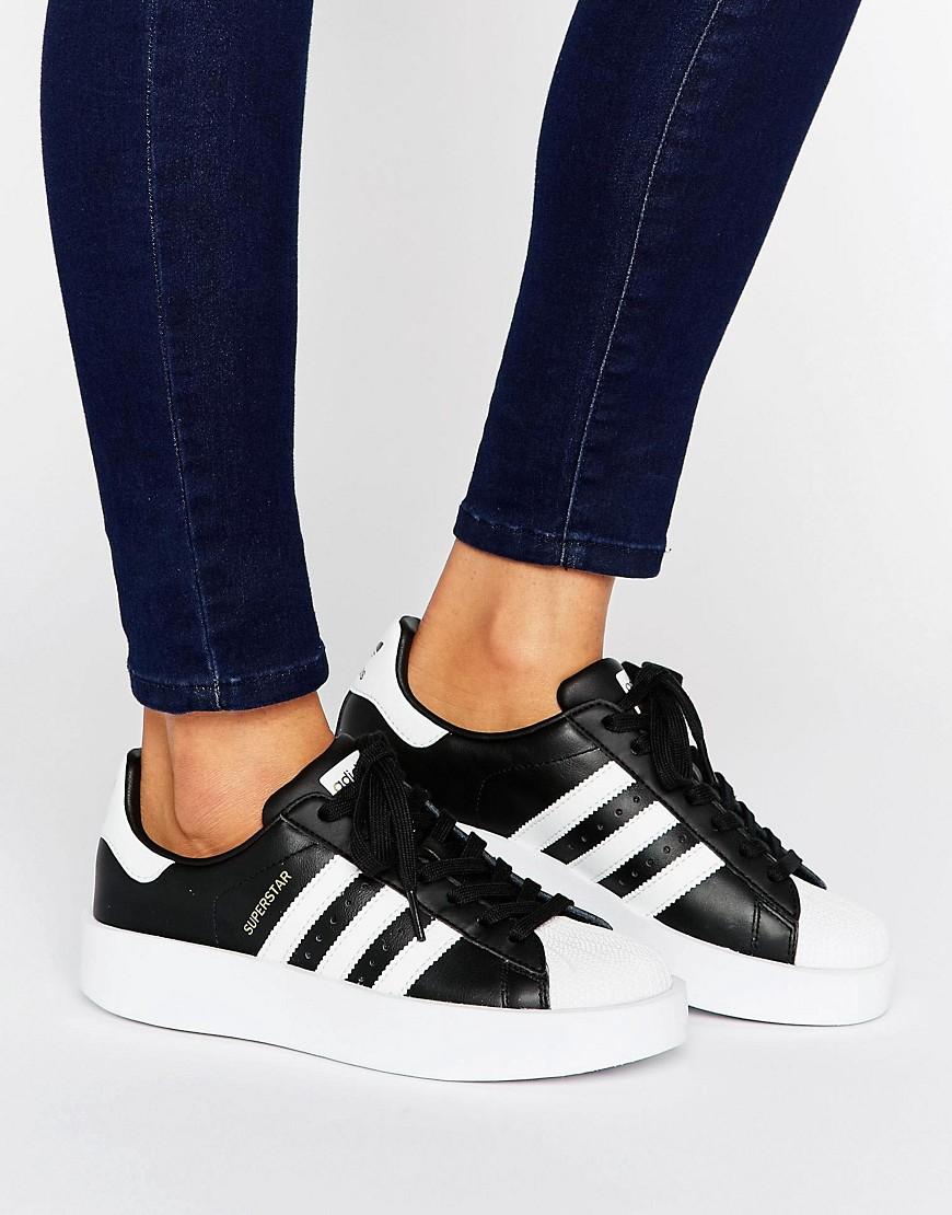 adidas Originals Originals Bold Double Sole Black And White Superstar Sneakers in Black - Lyst