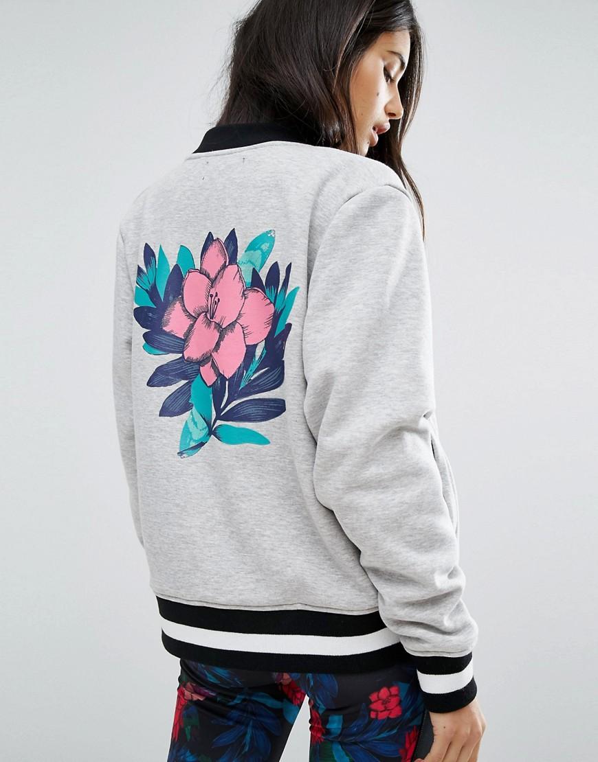 lyst minkpink move sweat bomber in gray lyst minkpink move sweat bomber in gray