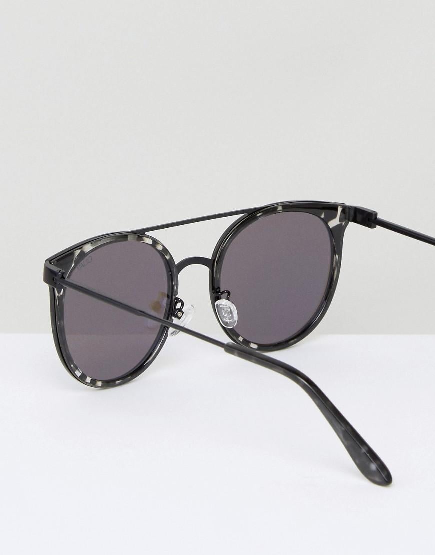 Lyst Quay Round Sunglasses Kandygram In Black Tort With Blue Mirror