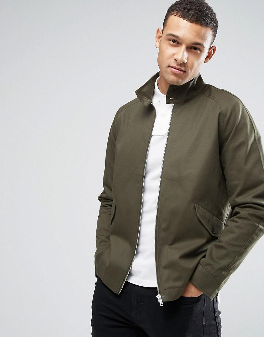Download Asos Harrington Jacket With Funnel Neck In Khaki in Green ...