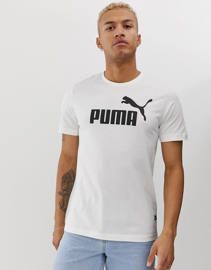 PUMA Essentials T-shirt With Large Logo In White in White for Men - Lyst