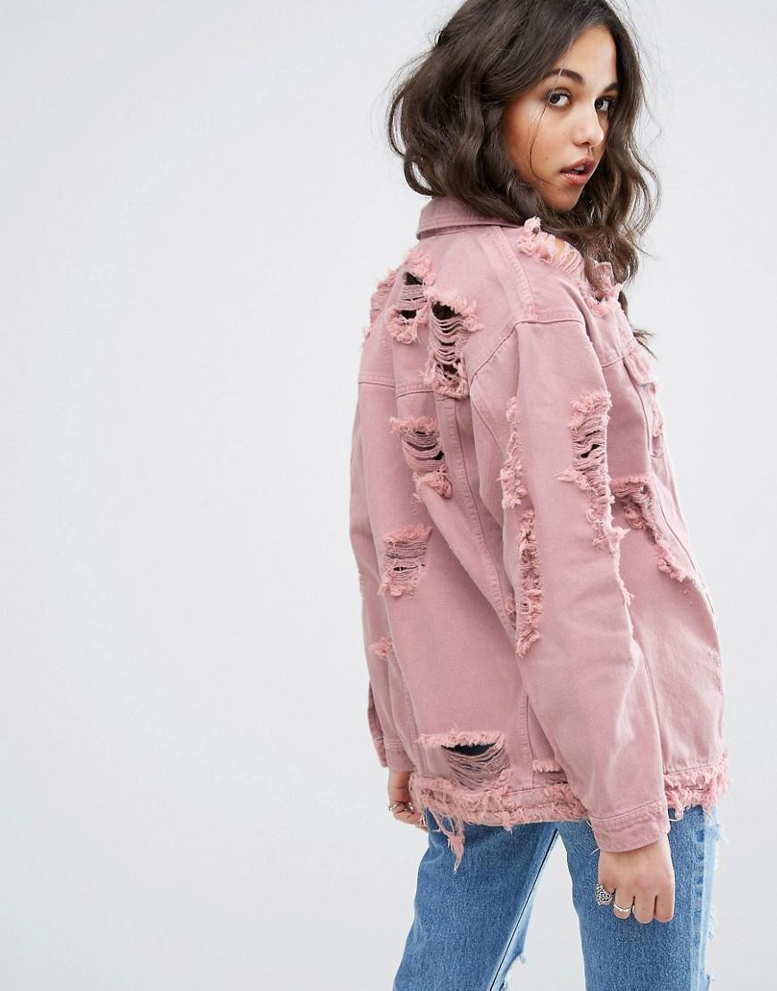 Missguided Pink Denim Jacket in Pink | Lyst