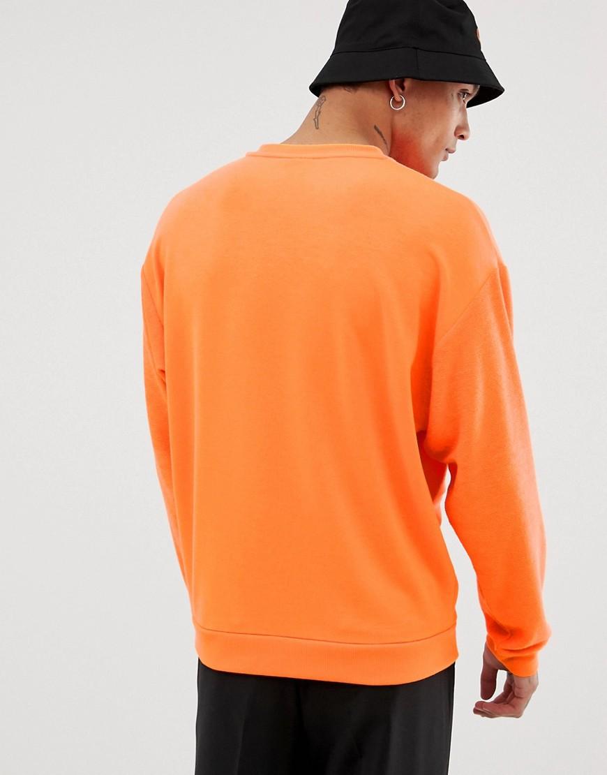 Lyst - ASOS Oversized Sweatshirt With Reverse Panel In Neon Orange in ...