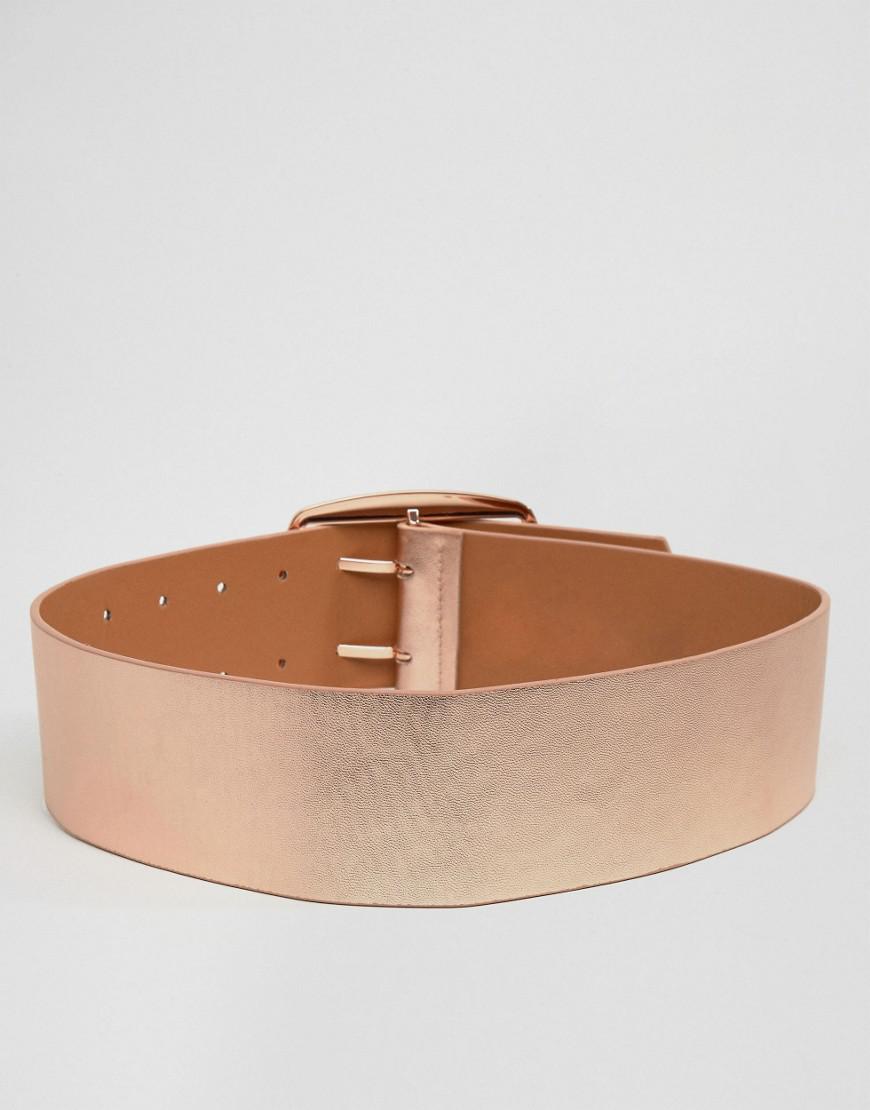 ASOS Rose Gold Wide Buckle Waist Belt in Metallic Lyst