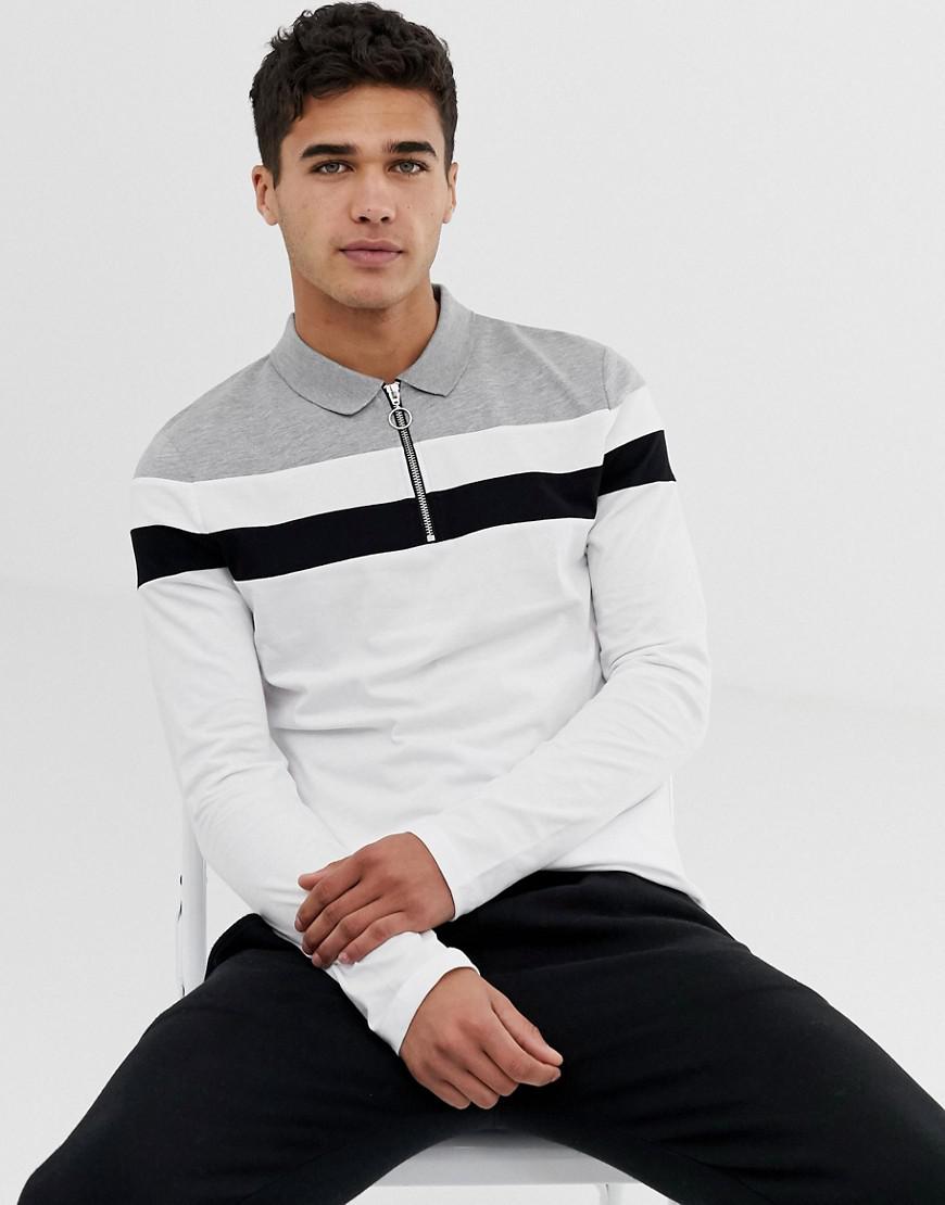 white long sleeve polo shirt for men
